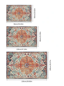 1入組卷軸圖案戶外地毯,復古防滑地面地毯適用於客廳,臥室 - 彩色 - 查看 3