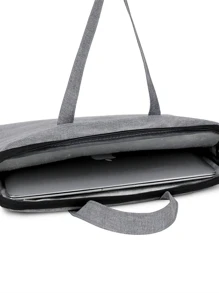 Simple Casual Business Large Capacity Waterproof Oxford Cloth Document & Laptop Bag With Handle Laptop Sleeve Computer Bag For School Student Laptop Case Laptop Cover Laptop Tote Bag For Men For Women For Business Work Office Commute Travel Classroom Laptop Bags Classroom Bags Teacher Storage Bags Classroom Organizer Bags - Grey - View 5