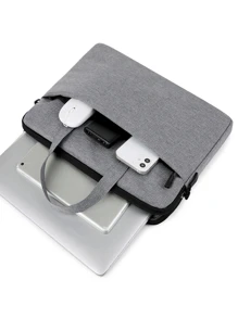 Simple Casual Business Large Capacity Waterproof Oxford Cloth Document & Laptop Bag With Handle Laptop Sleeve Computer Bag For School Student Laptop Case Laptop Cover Laptop Tote Bag For Men For Women For Business Work Office Commute Travel Classroom Laptop Bags Classroom Bags Teacher Storage Bags Classroom Organizer Bags - Grey - View 3