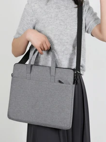 Simple Casual Business Large Capacity Waterproof Oxford Cloth Document & Laptop Bag With Handle Laptop Sleeve Computer Bag For School Student Laptop Case Laptop Cover Laptop Tote Bag For Men For Women For Business Work Office Commute Travel Classroom Laptop Bags Classroom Bags Teacher Storage Bags Classroom Organizer Bags - Grey - View 2