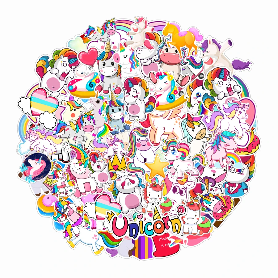 77入組獨角獸樣式貼紙 - 彩色 - 查看 1