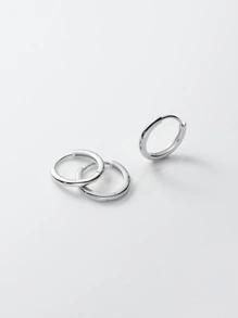 MODIAN Sterling Silver Minimalist Hoop Earrings - Silver - View 4