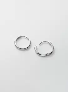 MODIAN Sterling Silver Minimalist Hoop Earrings - Silver - View 5