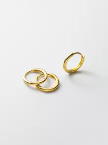 MODIAN Sterling Silver Minimalist Hoop Earrings - Gold - View 4
