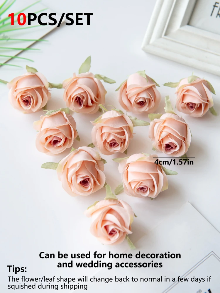 10/30PCS Artificial Rose Head And Bud Wedding Decoration Bride Wrist Flower Hand Holding Flower Head Flower Material DIY Valentine's Day Gift Wedding Candy Box Cake Birthday Party Decoration Material Corolla Material Home Valentine's Day Gift New Year Decoration Material