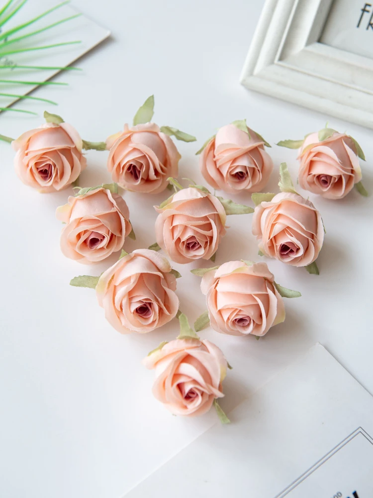 10/30PCS Artificial Rose Head And Bud Wedding Decoration Bride Wrist Flower Hand Holding Flower Head Flower Material DIY Valentine's Day Gift Wedding Candy Box Cake Birthday Party Decoration Material Corolla Material Home Valentine's Day Gift New Year Decoration Material