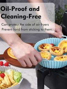 1入組矽膠炸鍋紙，廚房炸鍋防黏紙，炸鍋襯墊，炸鍋紙，空氣炸鍋用薄紙片 - 綠色 - 查看 8