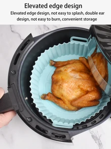 1入組矽膠炸鍋紙，廚房炸鍋防黏紙，炸鍋襯墊，炸鍋紙，空氣炸鍋用薄紙片 - 綠色 - 查看 9