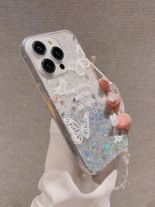 Ốp điện thoại trong suốt in hình bướm có dây buộc - Nhiều màu - Xem 3