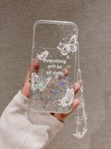 Ốp điện thoại trong suốt in hình bướm có dây buộc - Nhiều màu - Xem 2
