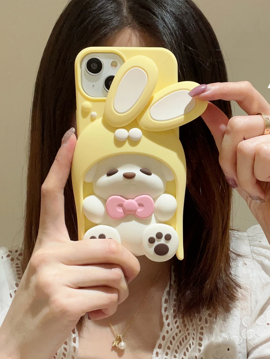 Funda para móvil con dibujos animados con diseño de conejo - Beis - Ver 1