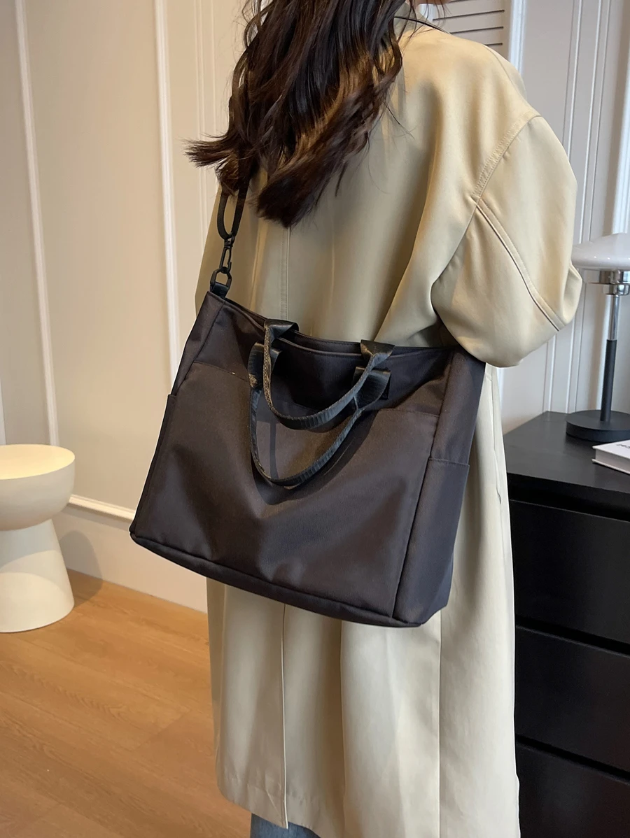 Bolso tote de gran capacidad de estilo unisex con asa superior Mochila escolar para graduados, adolescentes, estudiantes de primer año, estudiantes de segundo año, junior y senior en la universidad, universidad y escuela secundaria, perfecto para actividades al aire libre, viajes y regreso a la escuela - Negro - Ver 1