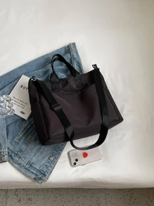 Bolso tote de gran capacidad de estilo unisex con asa superior Mochila escolar para graduados, adolescentes, estudiantes de primer año, estudiantes de segundo año, junior y senior en la universidad, universidad y escuela secundaria, perfecto para actividades al aire libre, viajes y regreso a la escuela - Negro - Ver 5