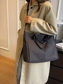 Bolso tote de gran capacidad de estilo unisex con asa superior Mochila escolar para graduados, adolescentes, estudiantes de primer año, estudiantes de segundo año, junior y senior en la universidad, universidad y escuela secundaria, perfecto para actividades al aire libre, viajes y regreso a la escuela - Negro - Ver 4