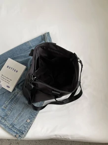 Bolso tote de gran capacidad de estilo unisex con asa superior Mochila escolar para graduados, adolescentes, estudiantes de primer año, estudiantes de segundo año, junior y senior en la universidad, universidad y escuela secundaria, perfecto para actividades al aire libre, viajes y regreso a la escuela - Negro - Ver 7