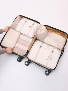 7 chiếc Slogan Đồ họa Túi đựng đồ du lịch Túi đựng quần áo Sắp xếp quần áo Bộ túi du lịch Bộ sắp xếp du lịch dành cho du lịch Ký túc xá đại học Kỳ nghỉ ở trường Vali hành lý Trở lại trường học Cần thiết cho du lịch Phụ kiện du lịch Cần thiết cho ký túc xá - Màu be - Xem 1