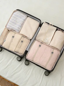 7 chiếc Slogan Đồ họa Túi đựng đồ du lịch Túi đựng quần áo Sắp xếp quần áo Bộ túi du lịch Bộ sắp xếp du lịch dành cho du lịch Ký túc xá đại học Kỳ nghỉ ở trường Vali hành lý Trở lại trường học Cần thiết cho du lịch Phụ kiện du lịch Cần thiết cho ký túc xá - Màu be - Xem 3