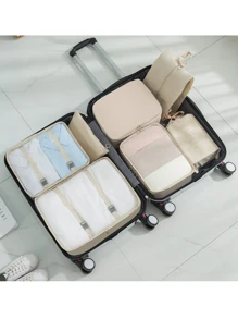 7 chiếc Slogan Đồ họa Túi đựng đồ du lịch Túi đựng quần áo Sắp xếp quần áo Bộ túi du lịch Bộ sắp xếp du lịch dành cho du lịch Ký túc xá đại học Kỳ nghỉ ở trường Vali hành lý Trở lại trường học Cần thiết cho du lịch Phụ kiện du lịch Cần thiết cho ký túc xá - Màu be - Xem 4