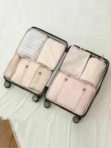 7 chiếc Slogan Đồ họa Túi đựng đồ du lịch Túi đựng quần áo Sắp xếp quần áo Bộ túi du lịch Bộ sắp xếp du lịch dành cho du lịch Ký túc xá đại học Kỳ nghỉ ở trường Vali hành lý Trở lại trường học Cần thiết cho du lịch Phụ kiện du lịch Cần thiết cho ký túc xá - Màu be - Xem 2