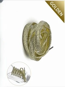 1雙編織細節金色魅力四射鞋帶適用於鞋 - 金色 - 查看 3