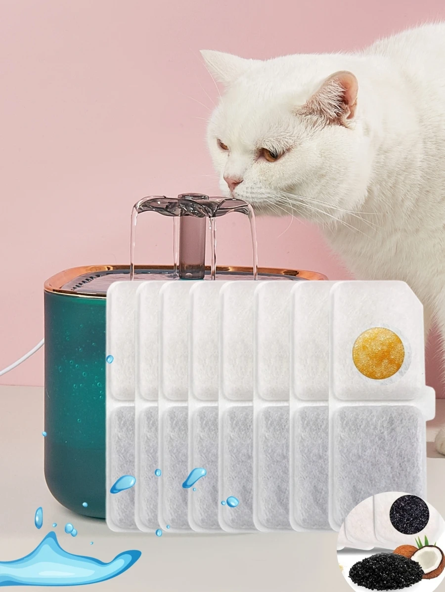 8pcs Pet Waterer Filter - White - View 1