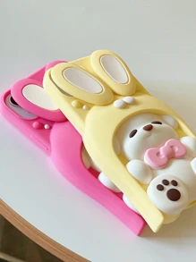 Coque De Téléphone Portable En Silicone Design Lapin - Rose vif - Voir 4