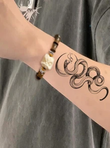 20张黑色小动物蛇手指和前臂临时纹身贴纸 - 黑色 - 查看 5