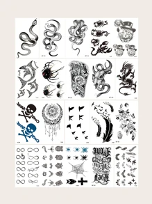 20张黑色小动物蛇手指和前臂临时纹身贴纸 - 黑色 - 查看 2