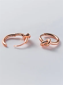 CHOSHILAR 1pair Rope Knot Design Small Hoop Earrings