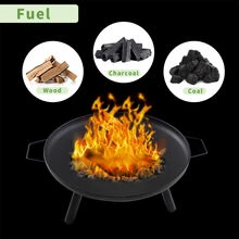 DC DICLASSE 23 in Outdoor Fire Pit Bowl Round Firepit Wood Burning Camping Patio Backyard Beach BBQ - 黑色 - 查看 6