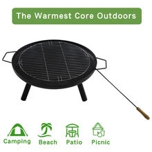 DC DICLASSE 23 in Outdoor Fire Pit Bowl Round Firepit Wood Burning Camping Patio Backyard Beach BBQ - 黑色 - 查看 4