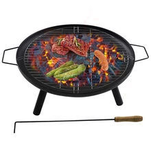 DC DICLASSE 23 in Outdoor Fire Pit Bowl Round Firepit Wood Burning Camping Patio Backyard Beach BBQ - 黑色 - 查看 2