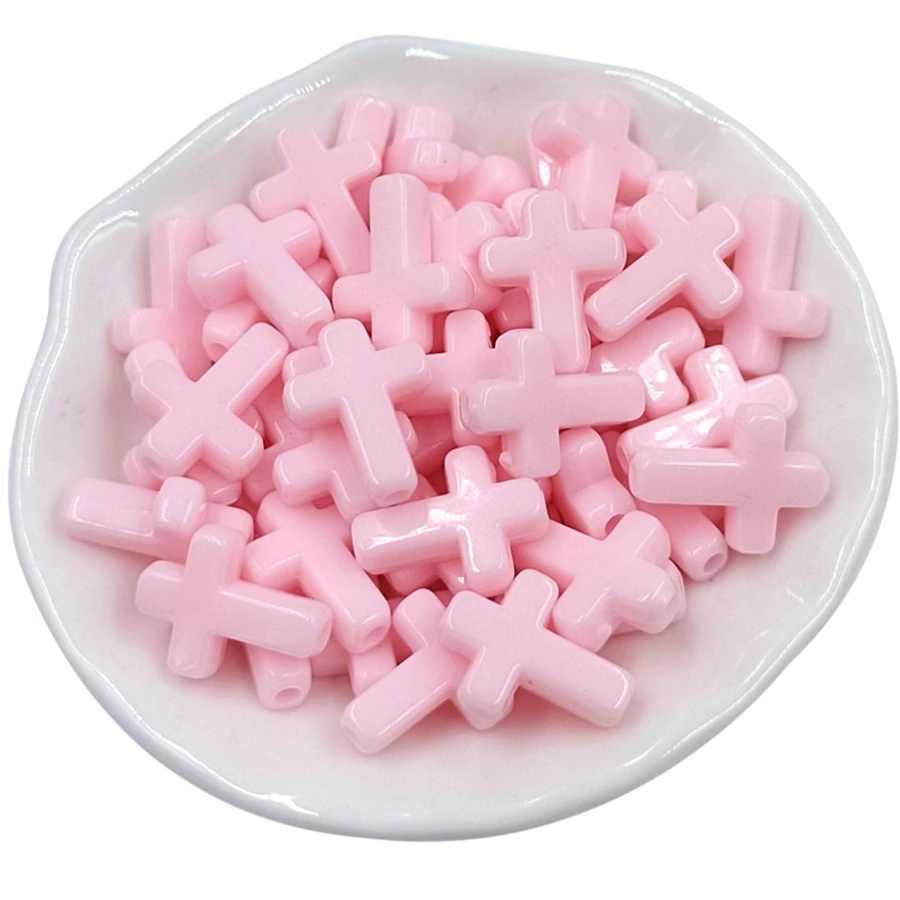 50pcs/set Cross Design DIY Bead - Pink - View 1