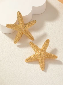 1對簡約時尚海星造型耳環,適用於女性約會、派對、度假、夏日沙灘派對 - 金黃色 - 查看 3