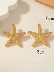 1對簡約時尚海星造型耳環,適用於女性約會、派對、度假、夏日沙灘派對 - 金黃色 - 查看 5
