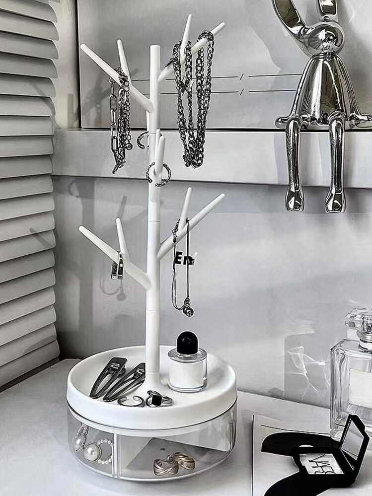 1個 & 2個セット エレガントな回転式白樺ブランチジュエリーストレージ