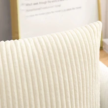 1入組米色條紋天鵝絨枕套（不含枕芯）,柔軟舒適的靠墊套,適用於客廳沙發,臥室床,汽車腰靠枕套,全季節使用 - 米色 - 查看 4