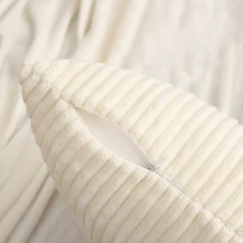 1入組米色條紋天鵝絨枕套（不含枕芯）,柔軟舒適的靠墊套,適用於客廳沙發,臥室床,汽車腰靠枕套,全季節使用 - 米色 - 查看 5
