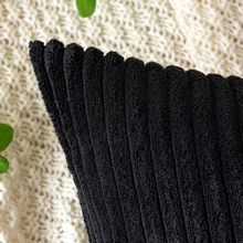 Juego De Funda De Almohada Cuadrada Decorativa A Rayas De Pana Negra Suave Y Lisa Para Cojín, Sofá Y Dormitorio (núcleo De Almohada No Incluido), 1 Ud. - Negro - Ver 4