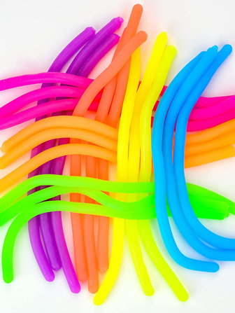 6/12/24/48 piezas Juguetes antiestrés de extensión de fideos de colores aleatorios para adolescentes