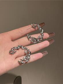 1pair flame Design stud earrings - Silver - View 6