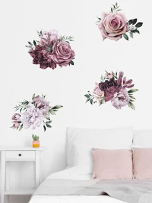 4pcs Floral Pattern Wall Sticker - Multicolor - View 2