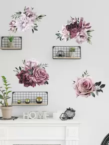4pcs Floral Pattern Wall Sticker - Multicolor - View 1