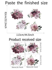 4pcs Floral Pattern Wall Sticker - Multicolor - View 6