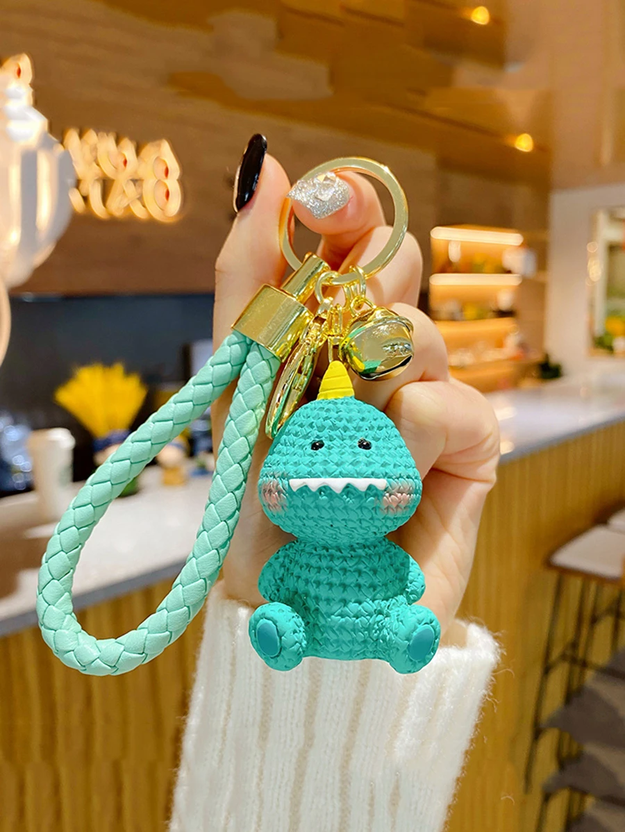 Móc khóa thiết kế khủng long hoạt hình - màu xanh lá - Xem 1