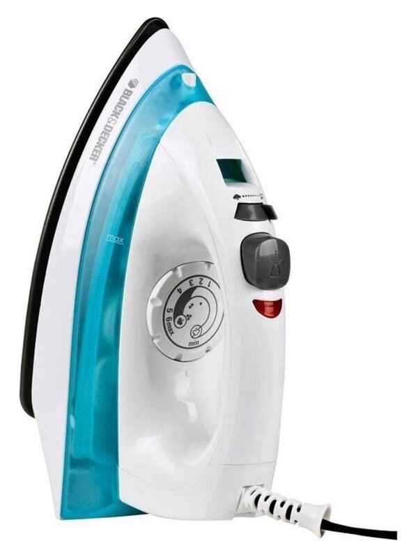Black+Decker Plancha a vapor Black+Decker IRBD100 Quick 'N Easy  color blanco y azul con suela antiadherente 110V