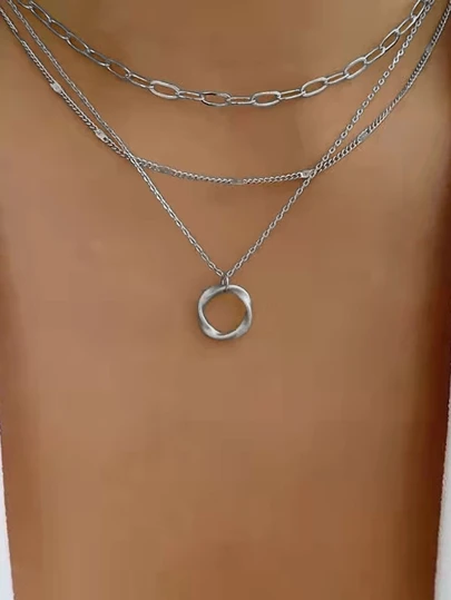 Geometric Charm Layered Necklace