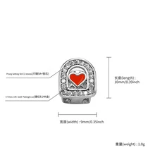 1入組單顆水鑽心形嘻哈牙齒燒烤帶琺瑯油滴設計，歐美風格 - 金黃色 - 查看 2