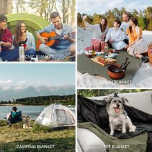 1pc ACUSHLA Large Waterproof Outdoor Blanket, Potable Camping Blanket For Cold Weather, Quilted Fleece, Great For Stadium, Picnic, Sport, Pet, Windproof And Washable, 57''X 79'' Green Large Waterproof Outdoor Stadium Blanket, Windproof And Warm Double Sided Fleece Throw, Great For Cold Weather Camping,Picnic,Sports,Festivals,Dogs,Outdoor Decor - 軍綠色 - 查看 5