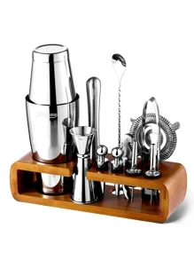 KITESSENSU Mixology Bar Kit With Stand | Complete 12-Piece Cocktail Shaker Set Bar Set For Inspired Drink Mixing Experience | Bartender Accessories For Home Bar Tools Set With Recipes Booklet - Boston - View 1